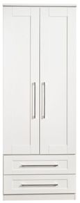 York White 2 Door 2 Drawer Tall Wardrobe