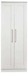 York White 2 Door Plain Tall Wardrobe