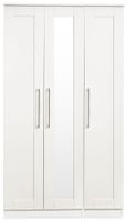 York White 3 Door Tall Triple Wardrobe - 1 Mirror