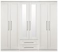 York White 6 Door Tall Mirror Combi Wardrobe