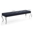 Louis Black Velvet Fabric 170cm Dining Bench
