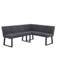 Bronx Corner Dining Bench - Dark Grey Fabric - RHF