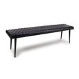 Austin Bench - Black - Real Leather