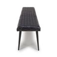 Austin Bench - Black - Real Leather