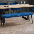 Luxe Dining Bench - Blue Velvet and Black - Fabric and Metal