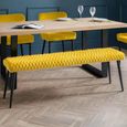 Luxe Dining Bench - Mustard Velvet and Black - Fabric and Metal