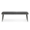 Luxe Dining Bench - Grey Velvet and Black - Fabric and Metal
