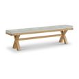 Normandy Dining Bench with Cross Leg - Beige Fabric - Oak
