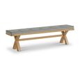Normandy Dining Bench with Cross Leg - Grey Fabric - Oak