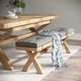 Normandy Dining Bench with Cross Leg - Grey Fabric - Oak