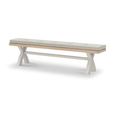 Salcombe Dining Bench with Cross Leg - Grey Oak -  Beige Fabric