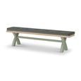 Salcombe Dining Bench with Cross Leg - Sage Oak - Charcoal Fabric