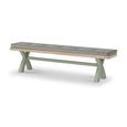 Salcombe Dining Bench with Cross Leg - Sage Oak - Grey Fabric