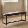 Vintage Dining Bench - Brown Faux Leather