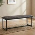 Vintage Dining Bench - Grey Faux Leather