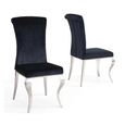 Louis Black Velvet Fabric Dining Chair with Chrome Legs