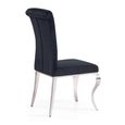 Louis Black Velvet Fabric Dining Chair with Chrome Legs