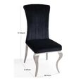 Louis Black Velvet Fabric Dining Chair with Chrome Legs