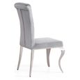 Louis Grey Velvet Fabric Dining Chair with Chrome Legs