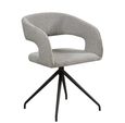 Clearance - Swivel Dining Chair - Set of 2 - Light Grey Boucle Fabric - Black Metal Leg - FSS15617