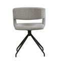 Clearance - Swivel Dining Chair - Set of 2 - Light Grey Boucle Fabric - Black Metal Leg - FSS15617