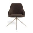 Adia Swivel Dining Chair - Set of 2 - Brown Fabric