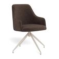 Adia Swivel Dining Chair - Set of 2 - Brown Fabric