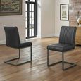 Brooklyn Cantilever Dining Chair - Set of 2 - Charcoal Grey Suede Fabric
