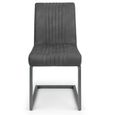 Brooklyn Cantilever Dining Chair - Set of 2 - Charcoal Grey Suede Fabric