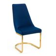 Vittoria Cantilever Dining Chair - Set of 2 - Blue Fabric