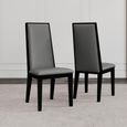 Elite Grey Leather High Back Dining Chair with Black Legs