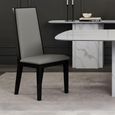 Elite Grey Leather High Back Dining Chair with Black Legs
