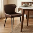 Langley Dining Chair - Set of 2 - Brown Faux Leather