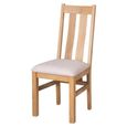 Appleby Dining Chair – Set of 2 - Slatted Back – Oak – Beige Fabric Seat Pad