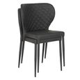 Pisa Dining Chair - Set of 2 - Dark Grey Faux Leather