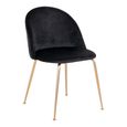 Geneve Dining Chair - Set of 2 - Black - Velvet Fabric - Gold Legs