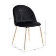 Geneve Dining Chair - Set of 2 - Black - Velvet Fabric - Gold Legs