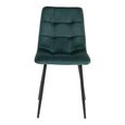 Middelfart Dining Chair - Set of 2 - Dark Green - Velvet Fabric