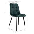 Middelfart Dining Chair - Set of 2 - Dark Green - Velvet Fabric