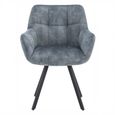 Jade Dining Armchair - Set of 2 - Stone Blue Fabric