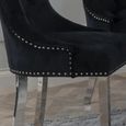 Knocker Back Dining Chair - Black Velvet Fabric - Chrome Legs