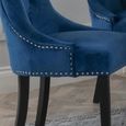 Knocker Back Dining Chair - Blue Velvet Fabric - Black Wooden Legs