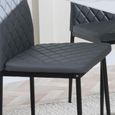 Metro Dining Chair - Set of 4 - Grey Leather - Black Metal Legs