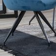 Arctic Dining Chair - Swivel - Blue Velvet Fabric - Black Legs