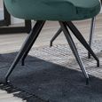 Arctic Dining Chair - Swivel - Green Velvet Fabric - Black Legs