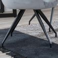 Arctic Dining Chair - Swivel - Grey Velvet Fabric - Black Legs
