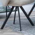 Ion Dining Chair - Swivel - Beige Velvet Fabric - Black Legs