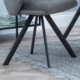 Ion Dining Chair - Swivel - Dark Grey Velvet Fabric - Black Legs