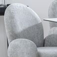 Theo Dining Armchair - Swivel - Dark Grey Fabric - Black Legs