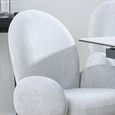 Theo Dining Armchair - Swivel - Grey Fabric - Black Legs